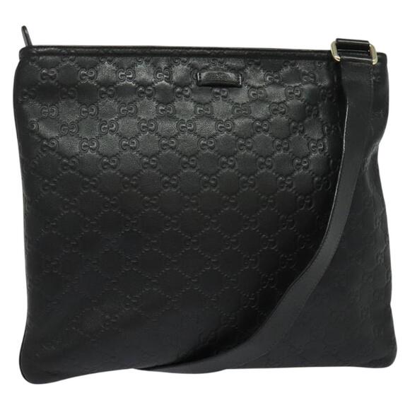 GUCCI Micro GG Canvas Guccissima Shoulder Bag Leather Black - Picture 1 of 16